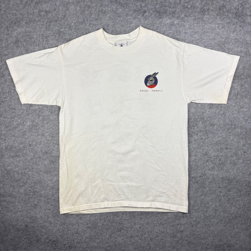 Y2K The Duck Company Kauai Hawaii Donkey Graphic T-Shirt White Medium